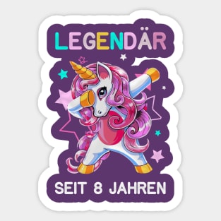 8th birthday unicorn Sticker